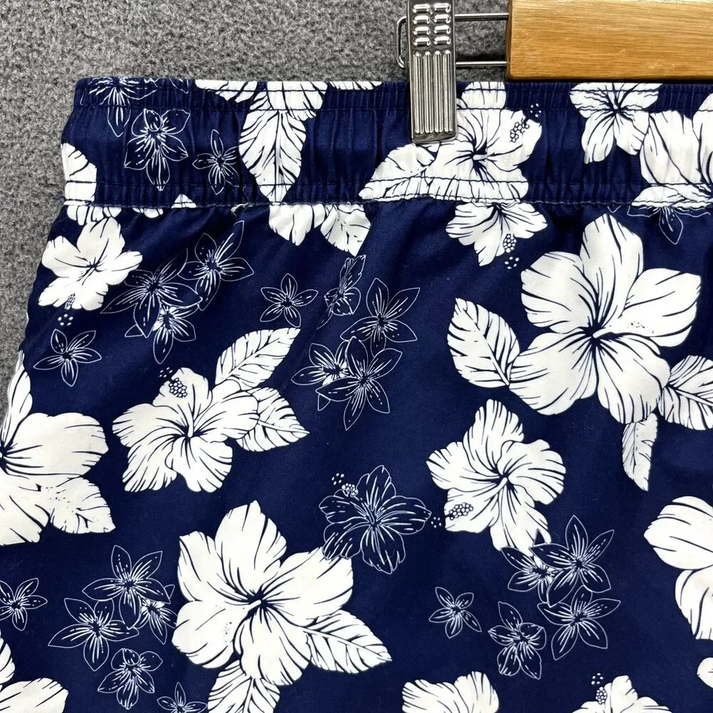 Amazon Essentials Board Swim Shorts Mens XXL Blue‎ White Floral Tropical Print